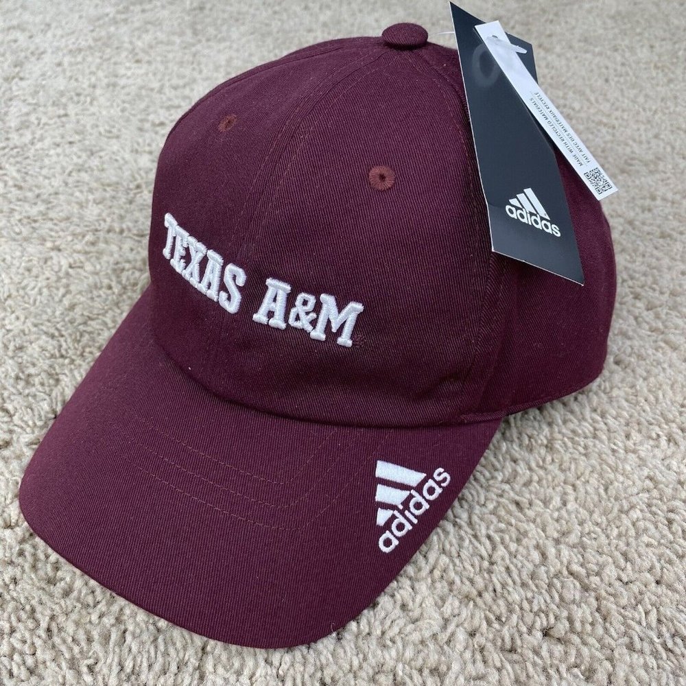 Texas A&M Aggies Adidas Hat Maroon White Script‎ Adjustable Slouch Dad Cap NWT